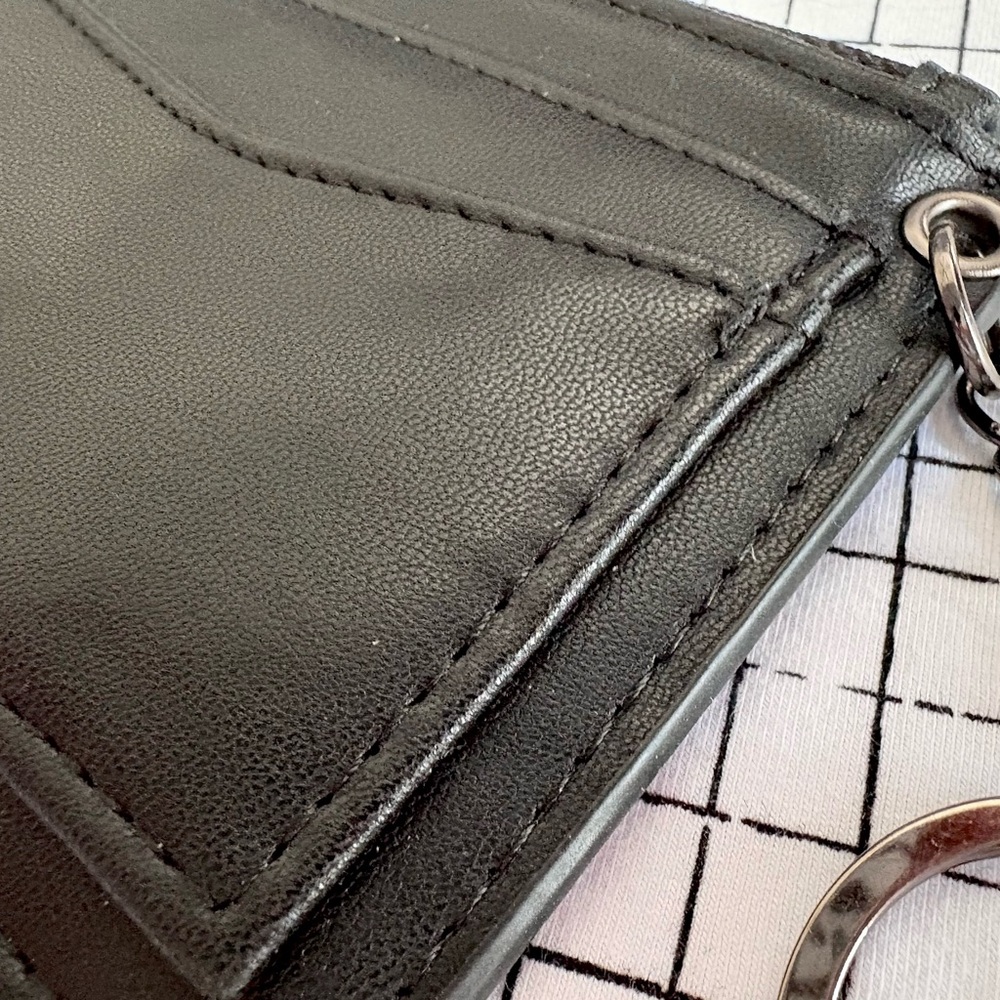 Black Faux Leather Keychain Wallet Card Holder - Picture 2 of 3